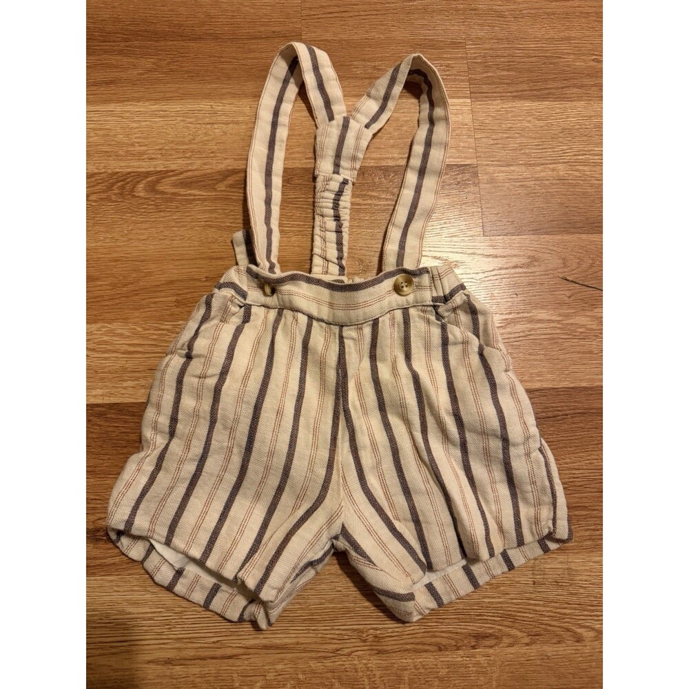 Pepa London Baby Suspender Shorts 2Y Beige Striped Classic European Style